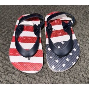 The Children's Place American Flag Sandals with Strap 6-7c EUC